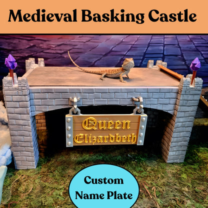 Custom Reptile Basking Castle with Removable Tile