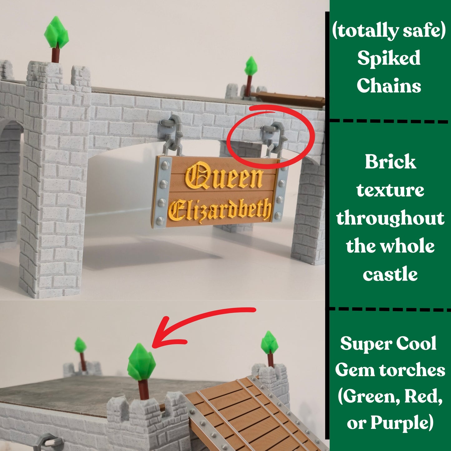 Custom Reptile Basking Castle with Removable Tile