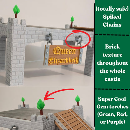 Custom Reptile Basking Castle with Removable Tile
