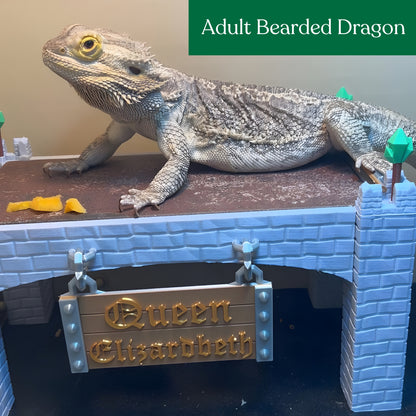 Custom Reptile Basking Castle with Removable Tile