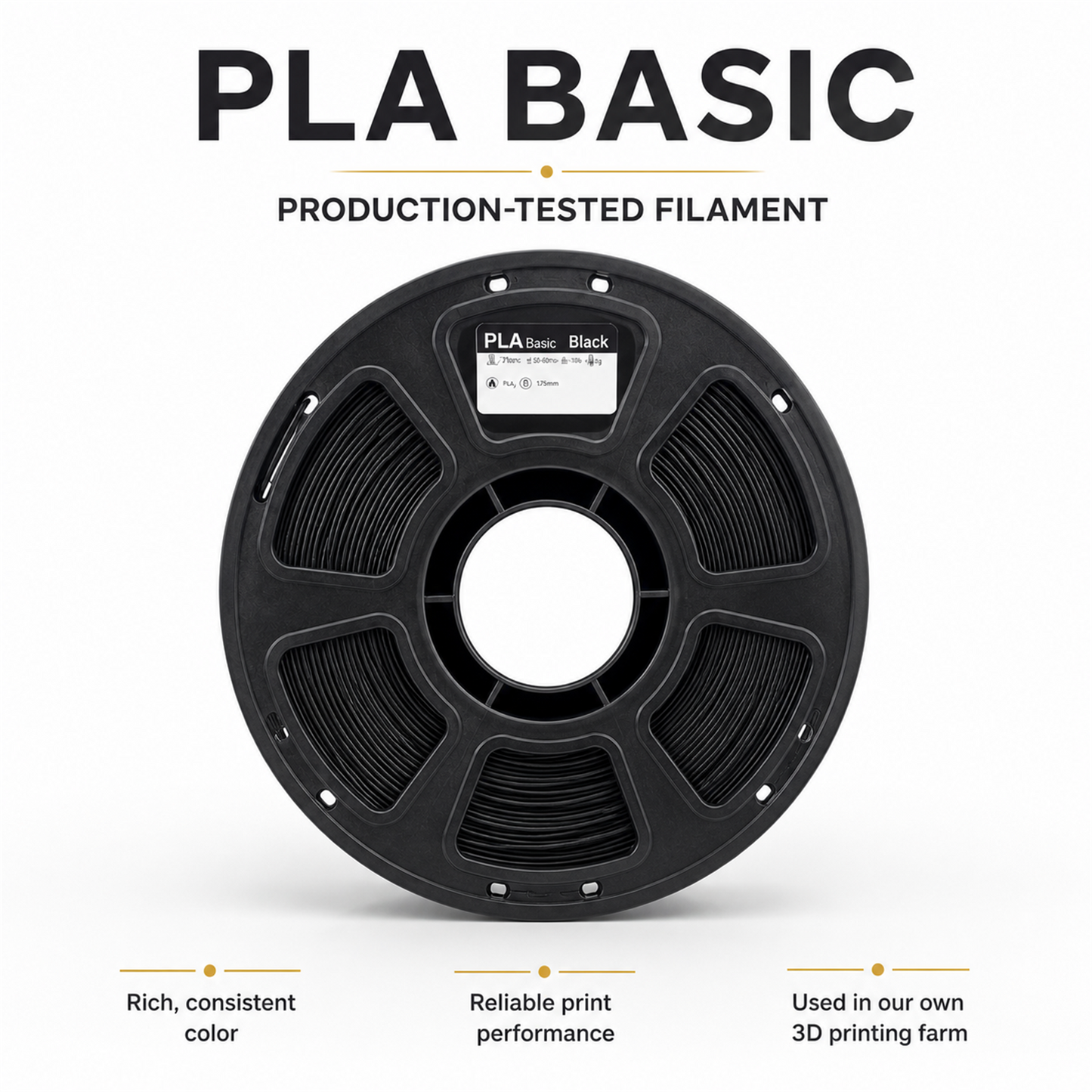 PLA Basic production-tested black filament benefits