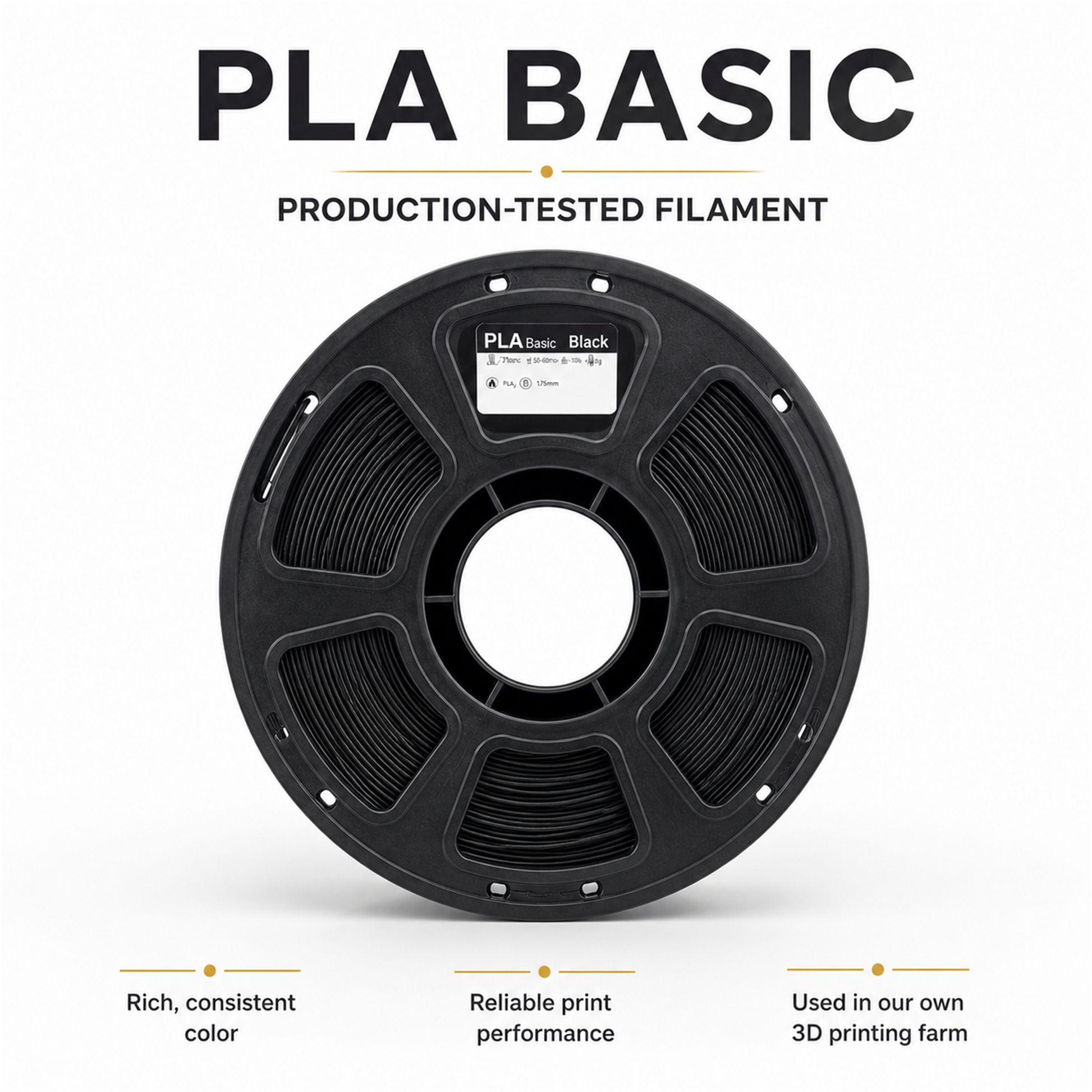 PLA Basic production-tested black filament benefits