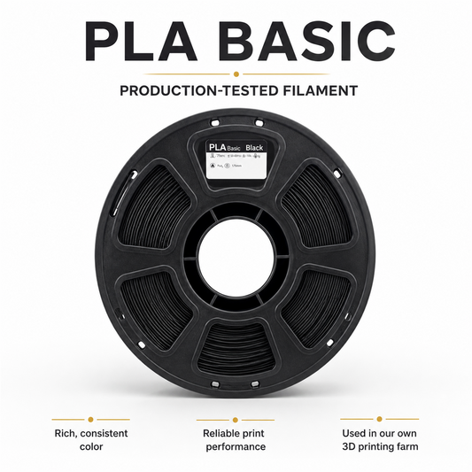 PLA Basic production-tested black filament benefits