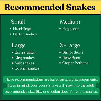 Recommended snake sizes for the Full Hex Log